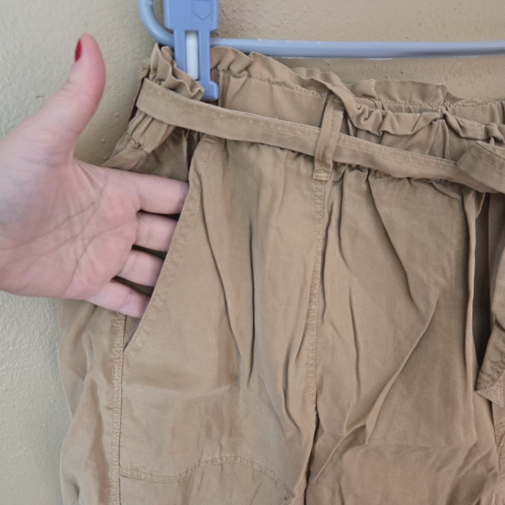 Aerie Light Tan Paperbag Waist Tie Shorts - Picture 3 of 7